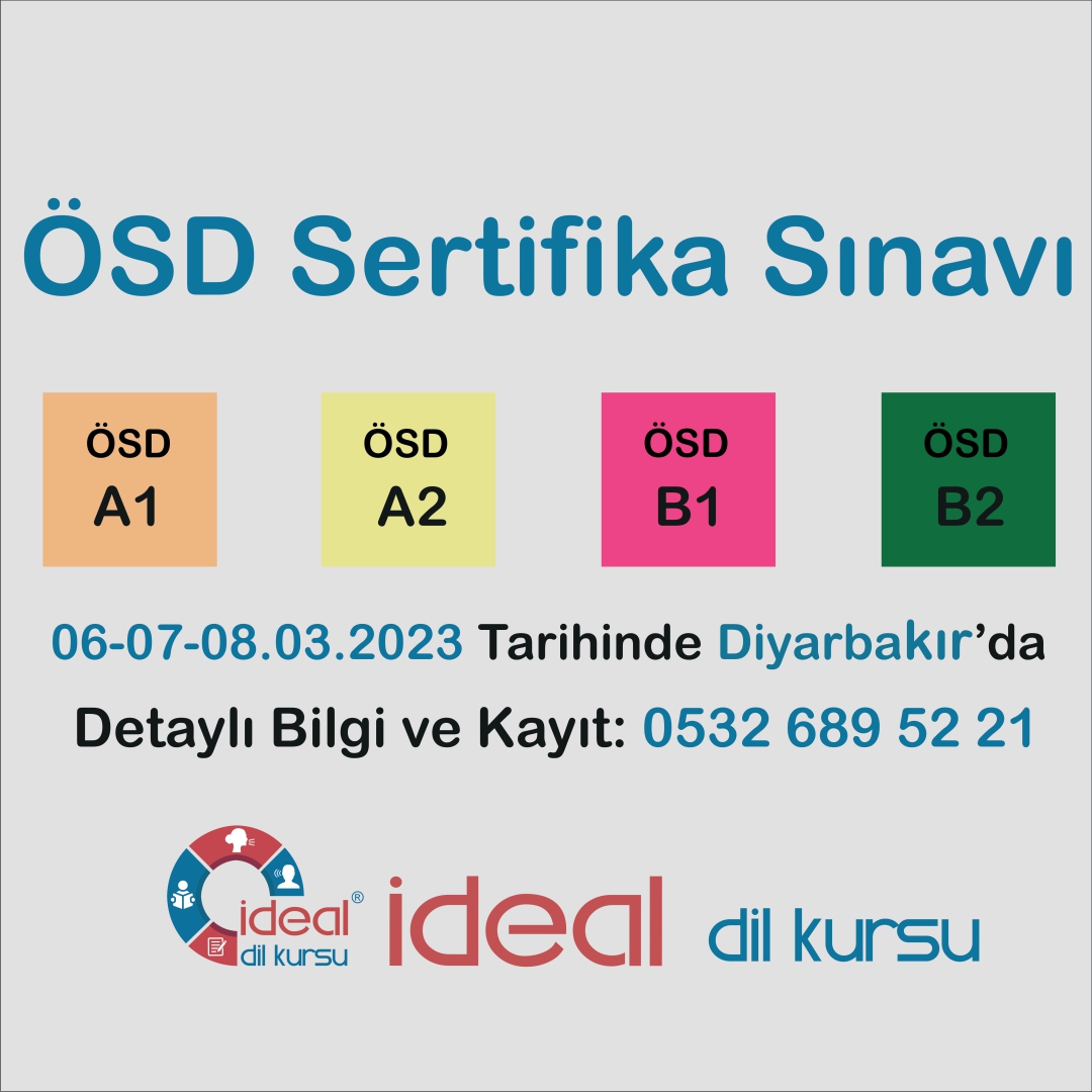 TÜRKİYE GENELİ ''ÖSD SINAVI'' 6-7-8 MART'TA KURSUMUZDA YAPILIYOR.